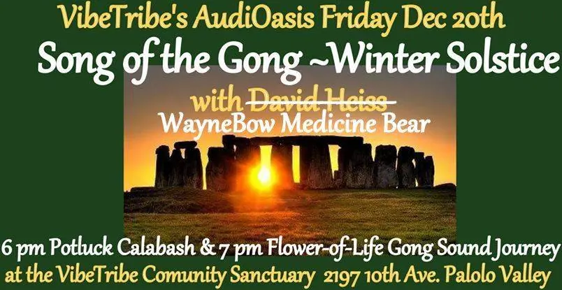 Flyer for AudiOasis: “Song of the Gong~Winter Solstice”
