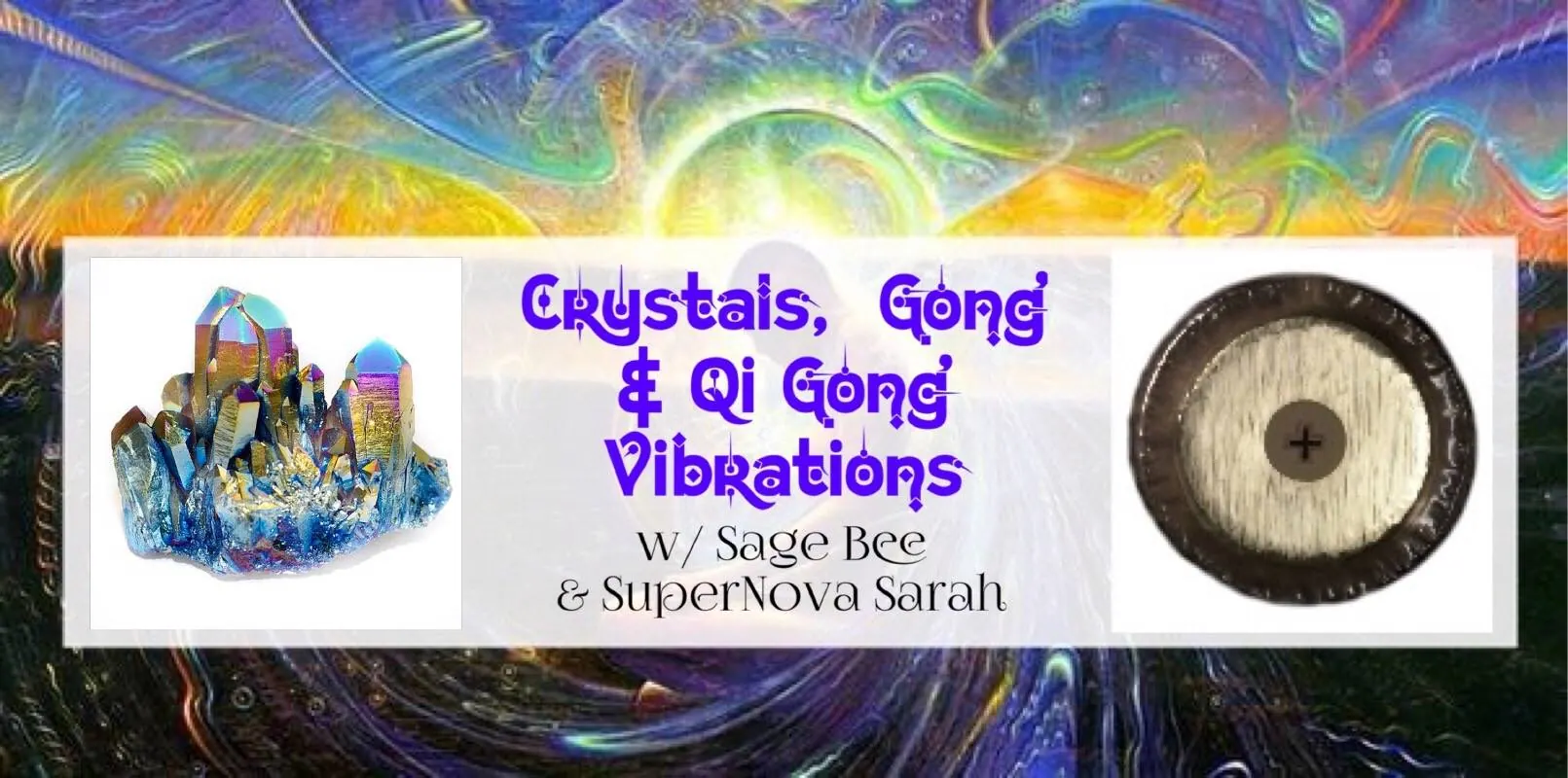 Flyer for Titanium Aura Quartz Crystals, Gong & Qi Gong Vibrations