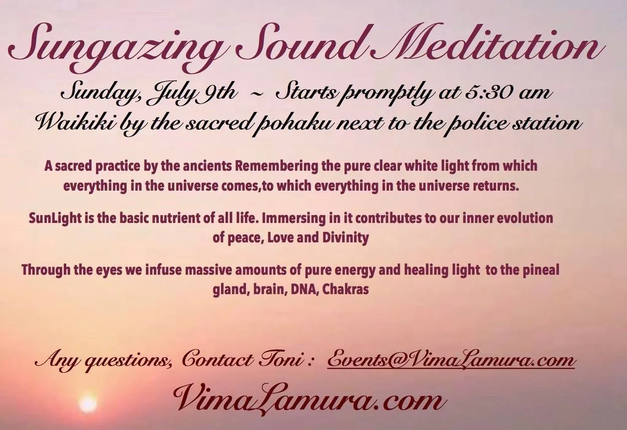 Flyer for Sungazing Sound Meditation